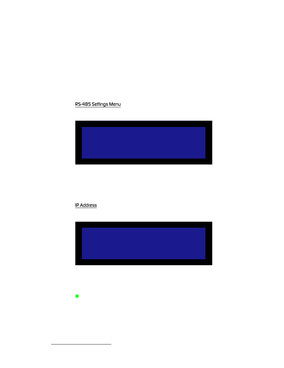 Rs-485 settings menu, Ip address | Barco MatrixPRO HD/SD-SDI User Manual | Page 32 / 90