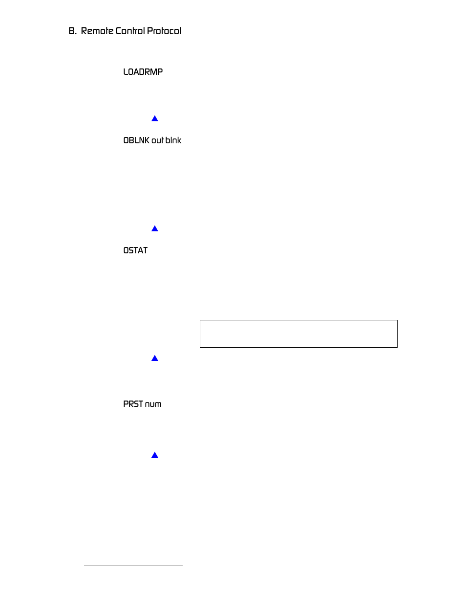 Loadrmp, Oblnk out blnk, Ostat | Prst num, Loadrmp oblnk out blnk ostat prst num, K==oéãçíé=`зенкзд=mêçíçåçä | Barco MatrixPRO HD/SD-SDI User Manual | Page 78 / 90