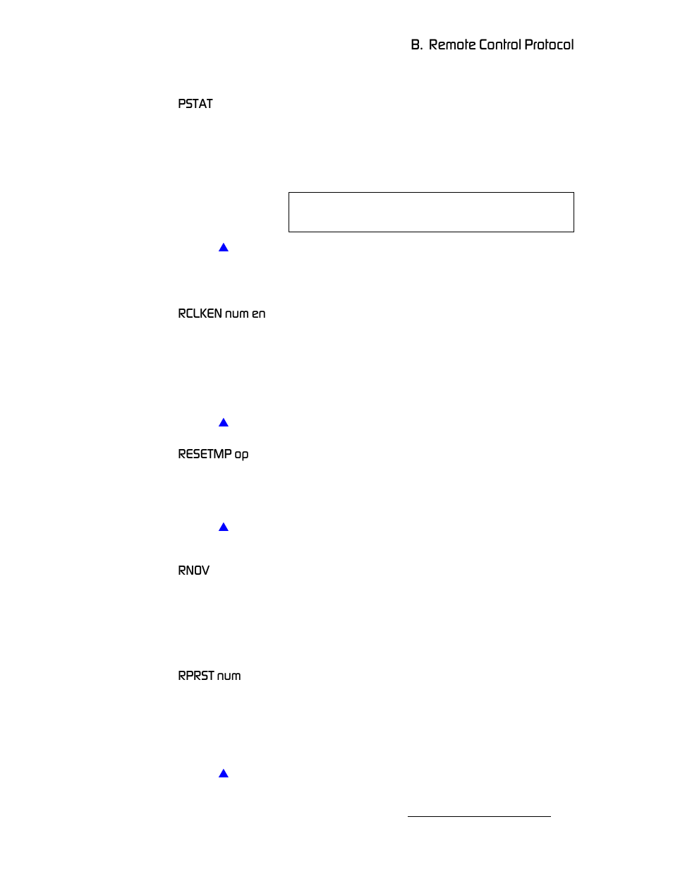 Pstat, Rclken num en, Resetmp op | Rnov, Rprst num, Pstat rclken num en resetmp op rnov rprst num, K==oéãçíé=`зенкзд=mêçíçåçä | Barco MatrixPRO HD/SD-SDI User Manual | Page 79 / 90
