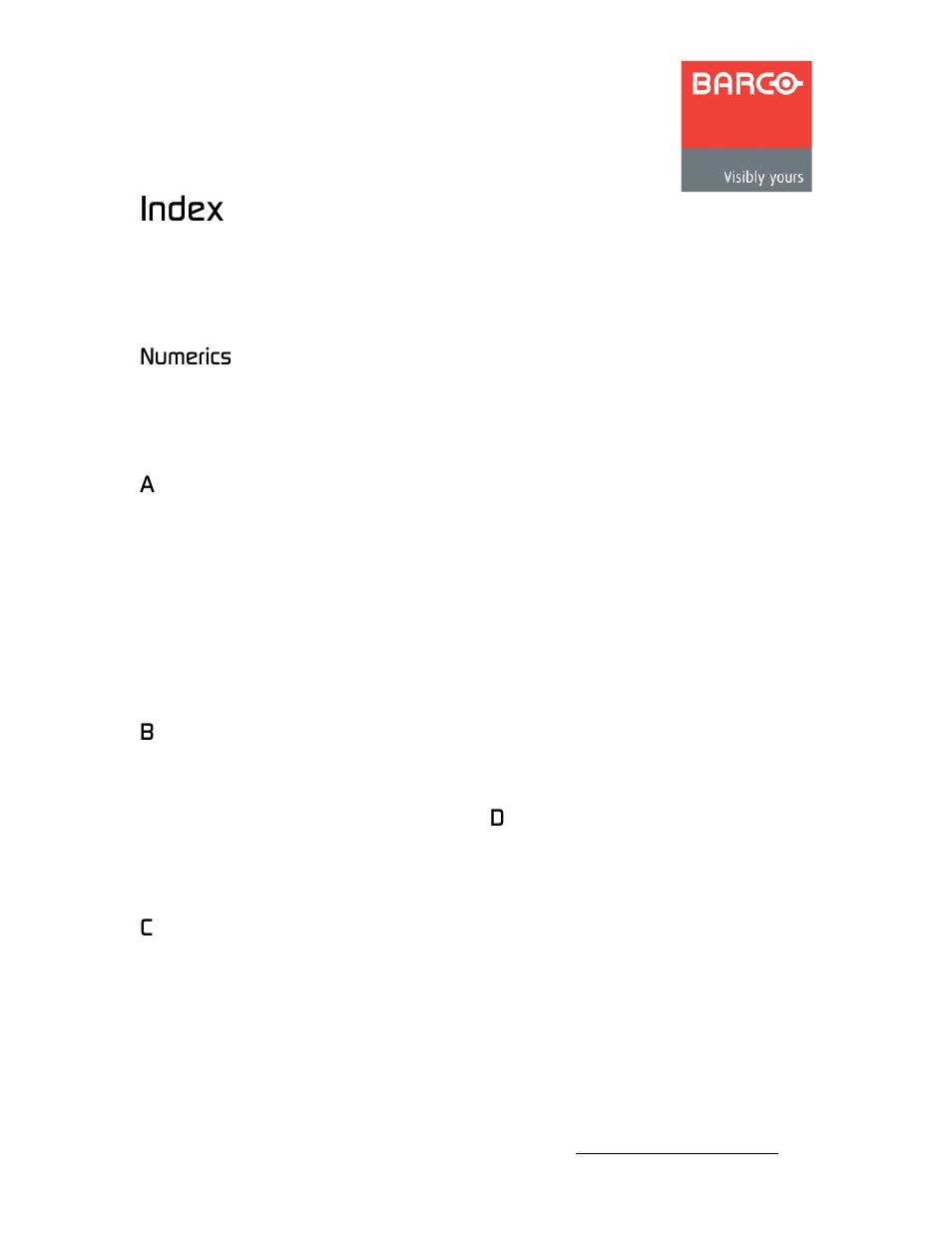 Index, Fåçéñ, Kìãéêáåë | Barco MatrixPRO HD/SD-SDI User Manual | Page 85 / 90