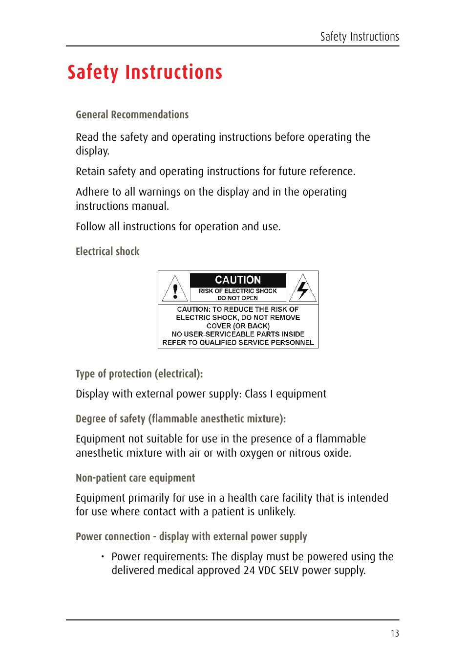 Safety instructions | Barco Coronis Fusion MDCC 6130 User Manual | Page 13 / 80