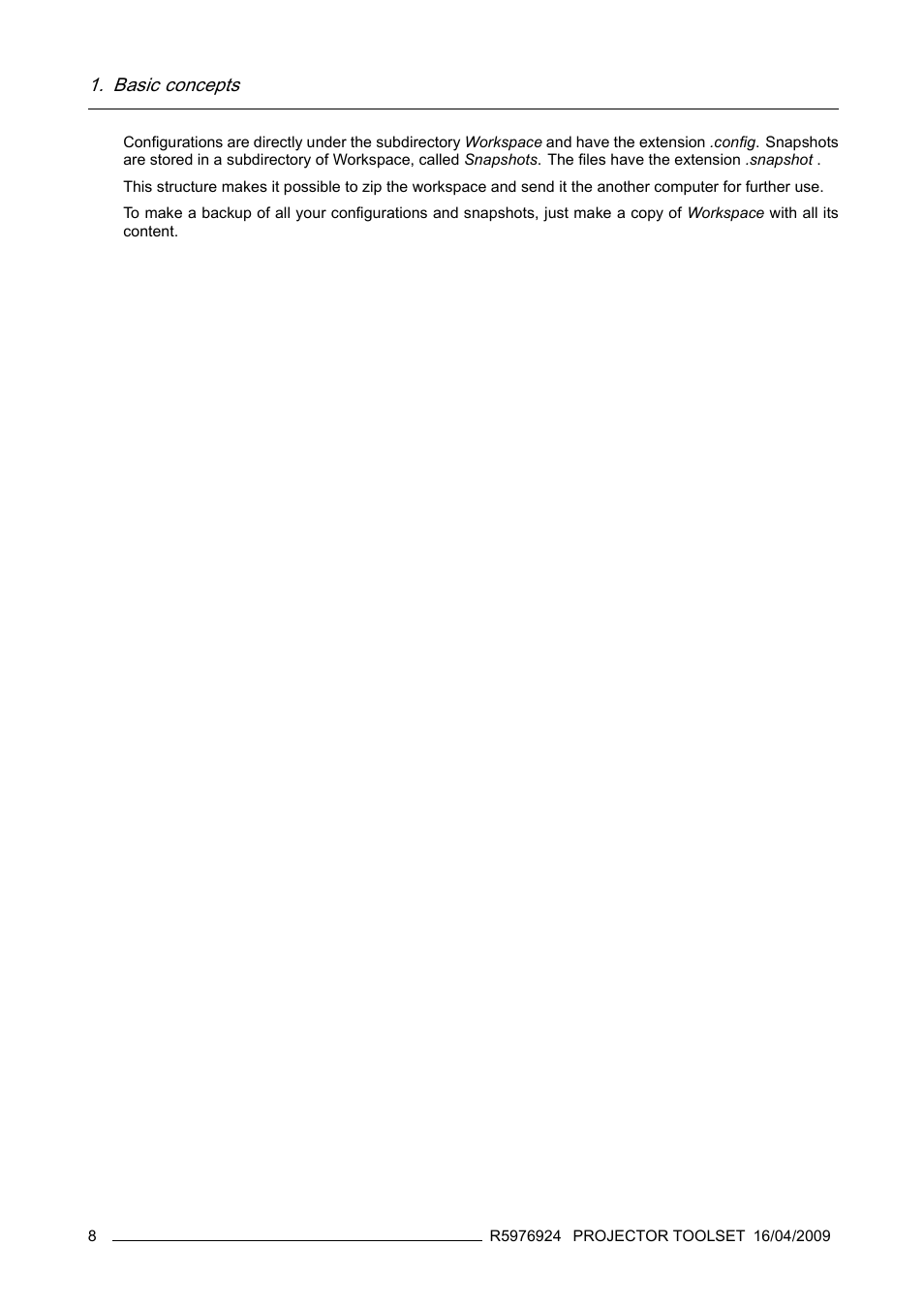 Basic concepts | Barco R5976924 User Manual | Page 12 / 245