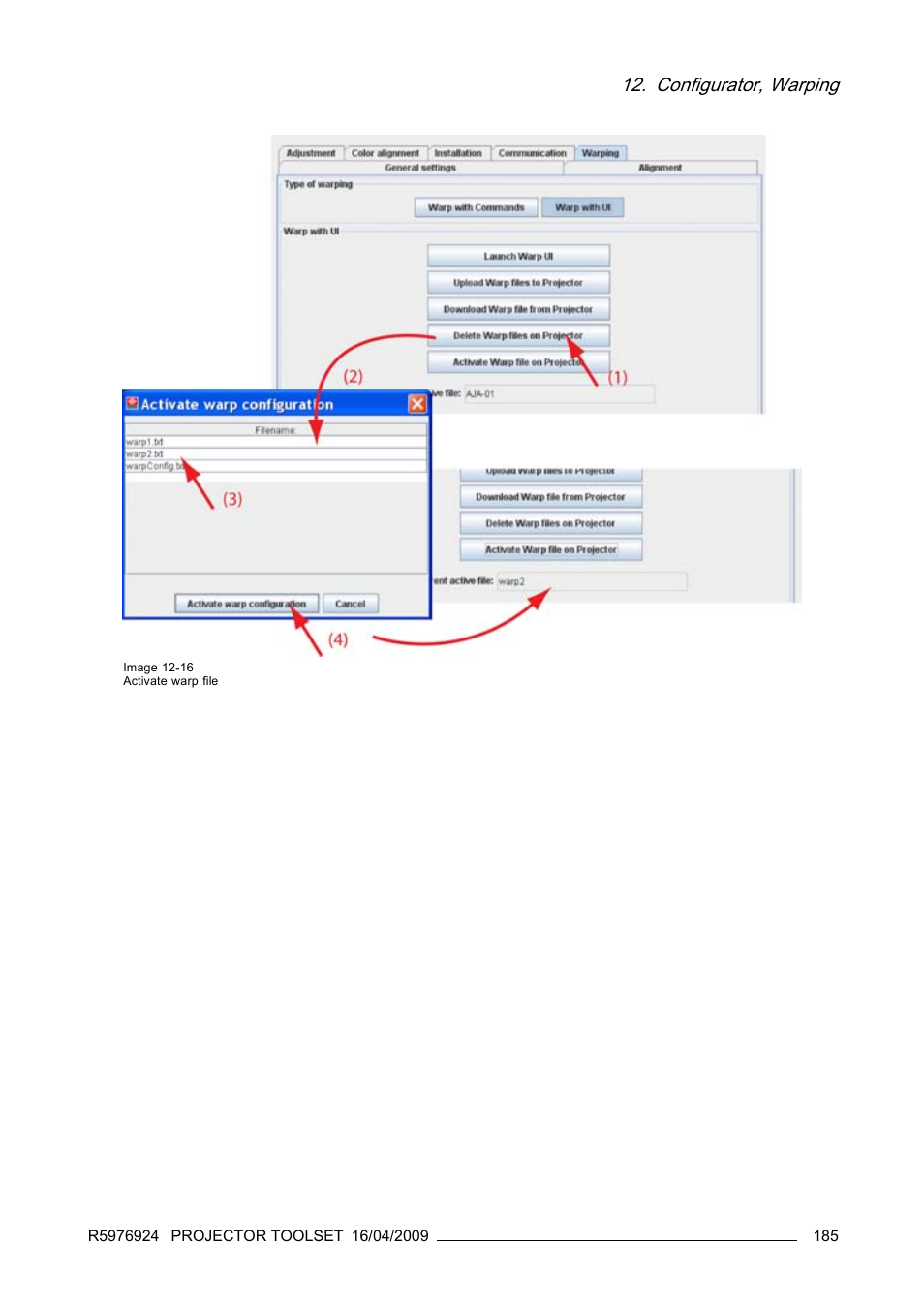 Configurator, warping | Barco R5976924 User Manual | Page 189 / 245