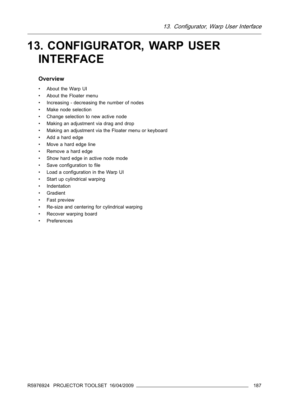 Configurator, warp user interface | Barco R5976924 User Manual | Page 191 / 245