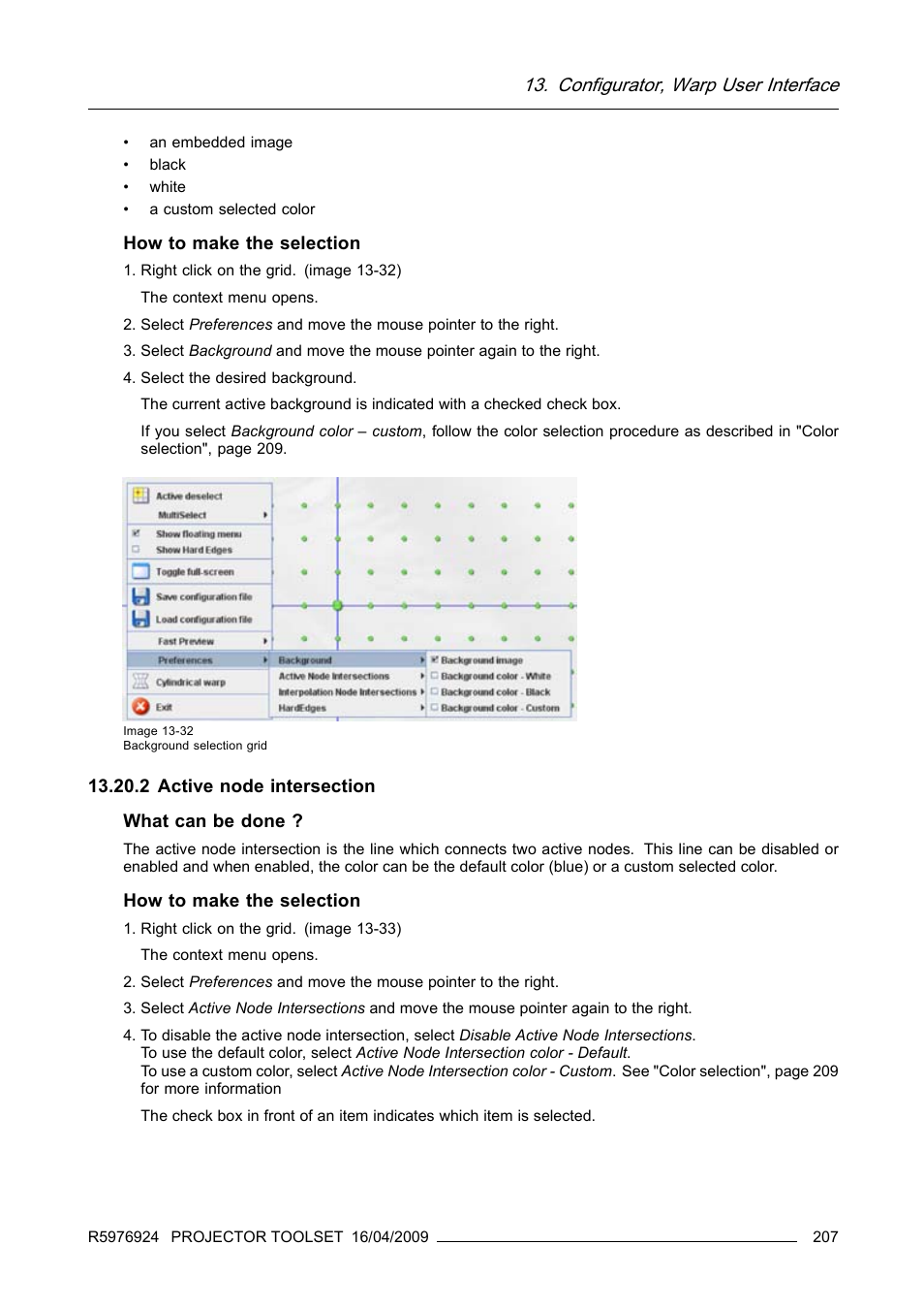 2 active node intersection, Configurator, warp user interface | Barco R5976924 User Manual | Page 211 / 245