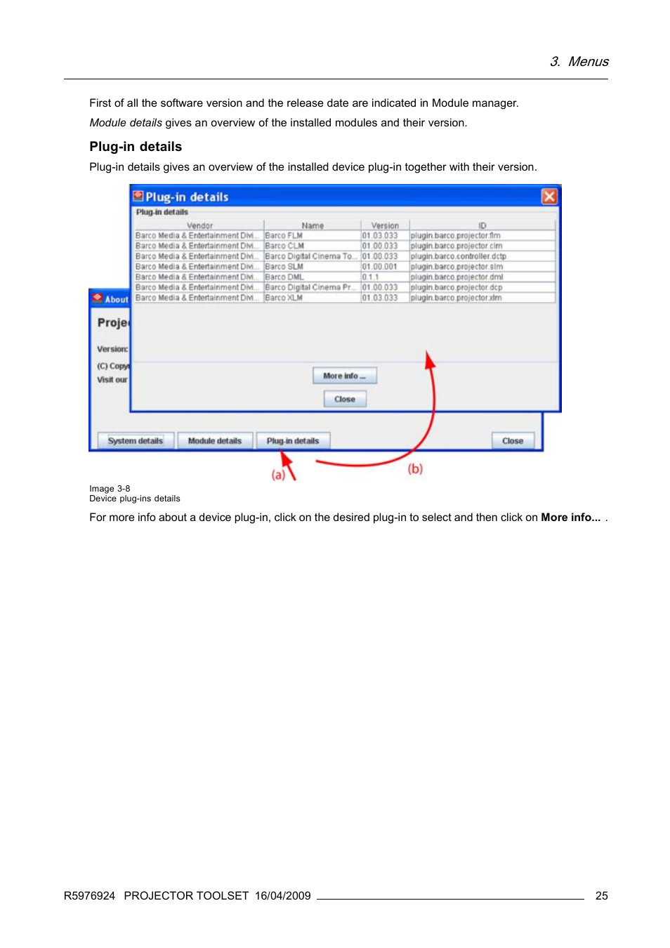 Menus | Barco R5976924 User Manual | Page 29 / 245