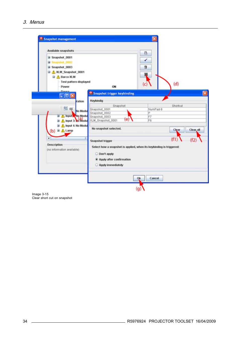 Menus | Barco R5976924 User Manual | Page 38 / 245
