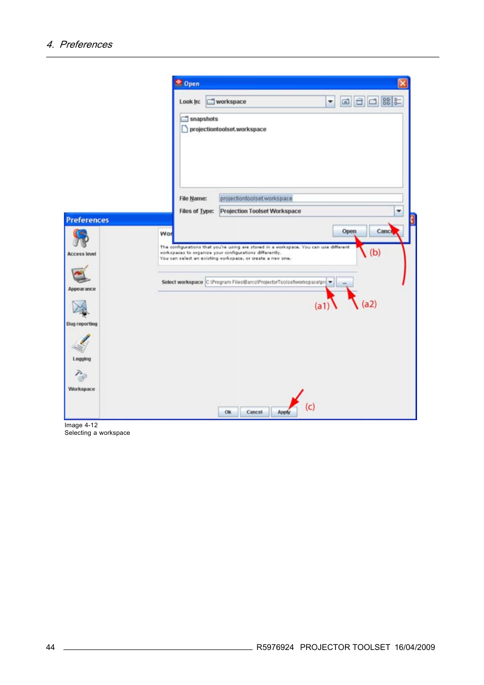 Preferences | Barco R5976924 User Manual | Page 48 / 245