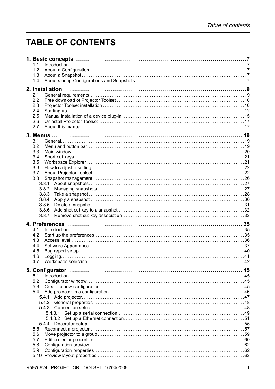 Barco R5976924 User Manual | Page 5 / 245