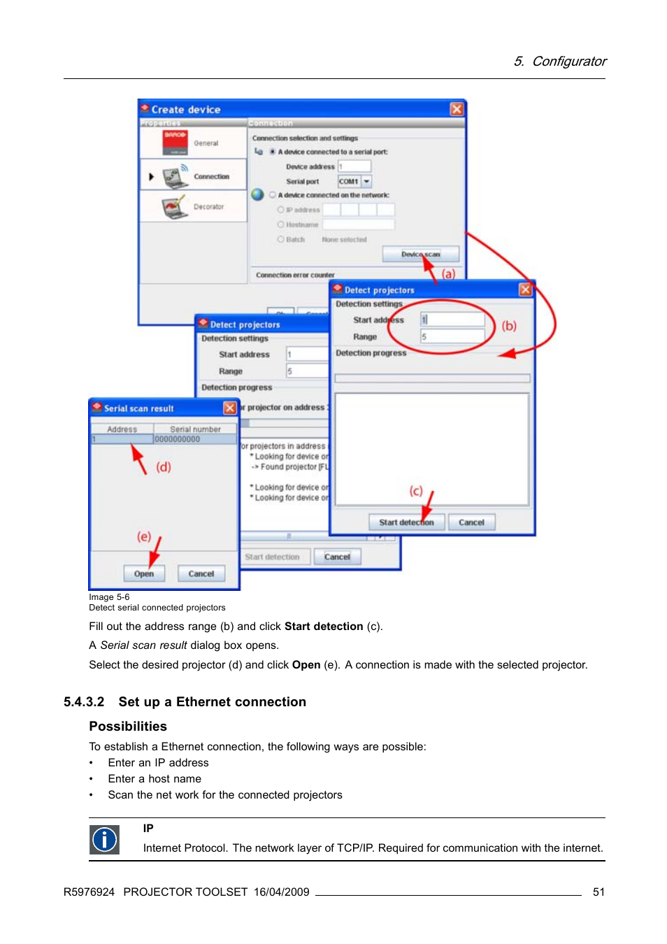 2 set up a ethernet connection, Configurator | Barco R5976924 User Manual | Page 55 / 245