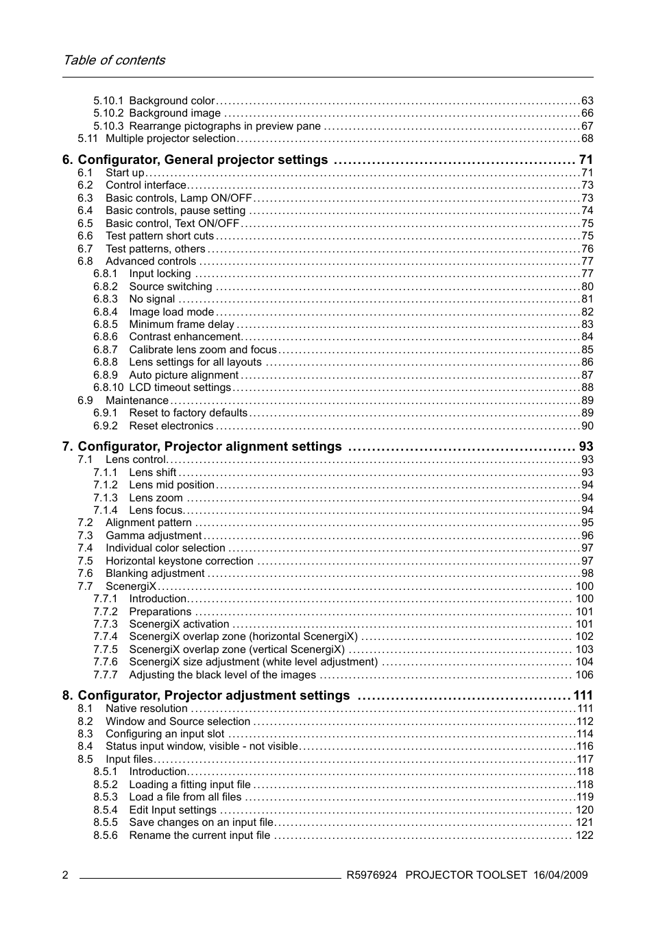 Barco R5976924 User Manual | Page 6 / 245