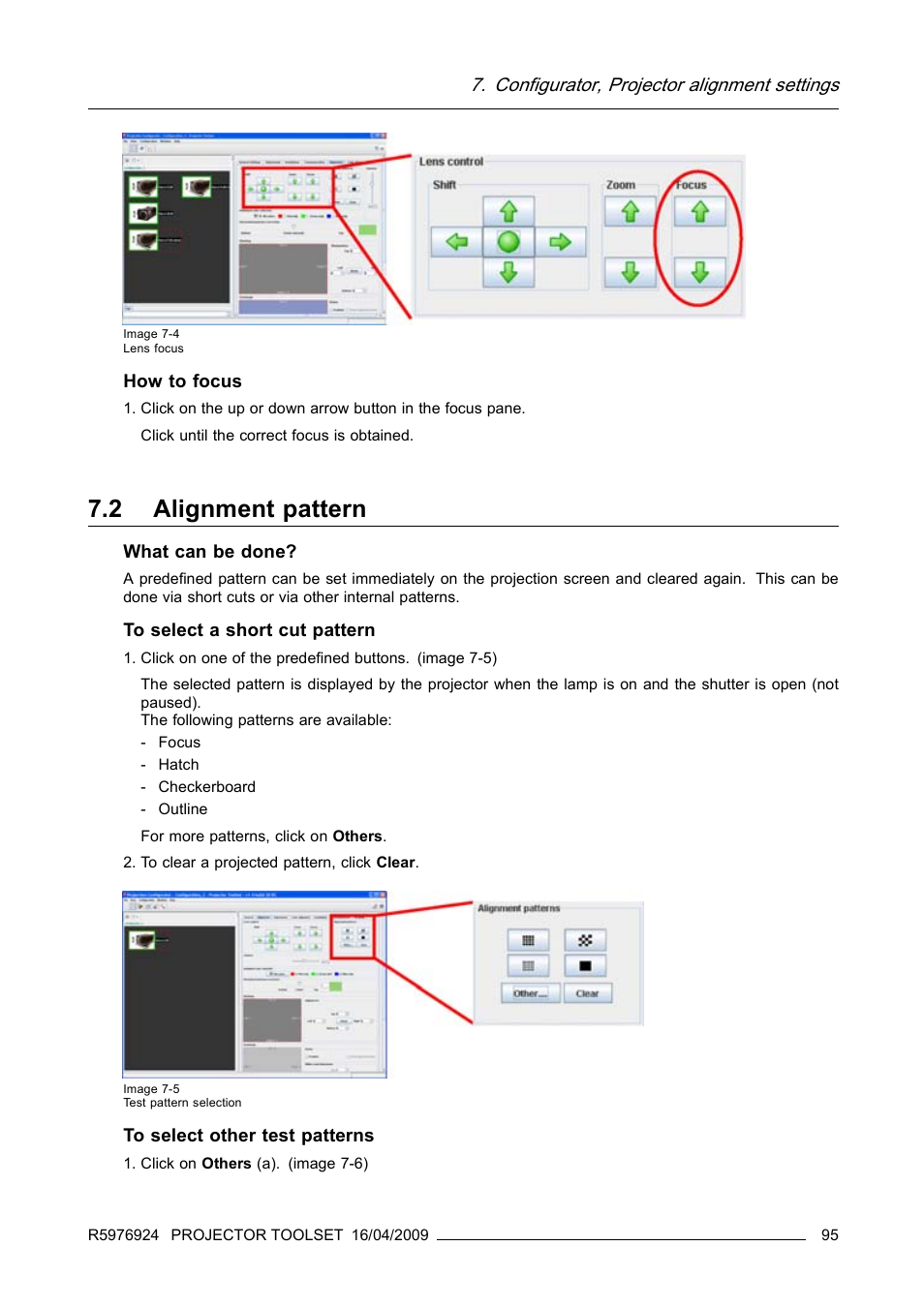 2 alignment pattern, Alignment pattern | Barco R5976924 User Manual | Page 99 / 245