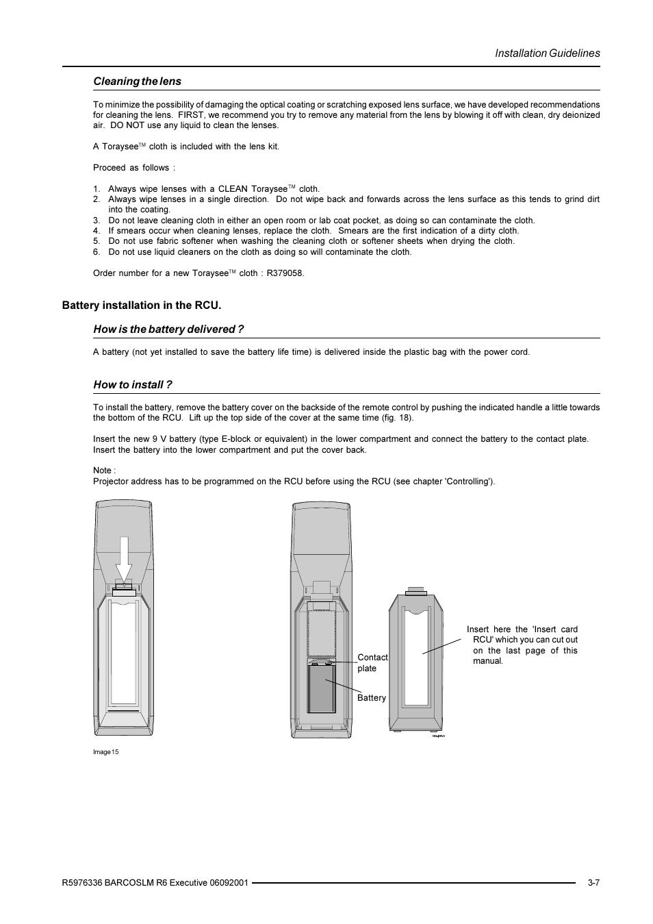 Installation guidelines, Cleaning the lens, How to install | Barco R9002790 User Manual | Page 19 / 83