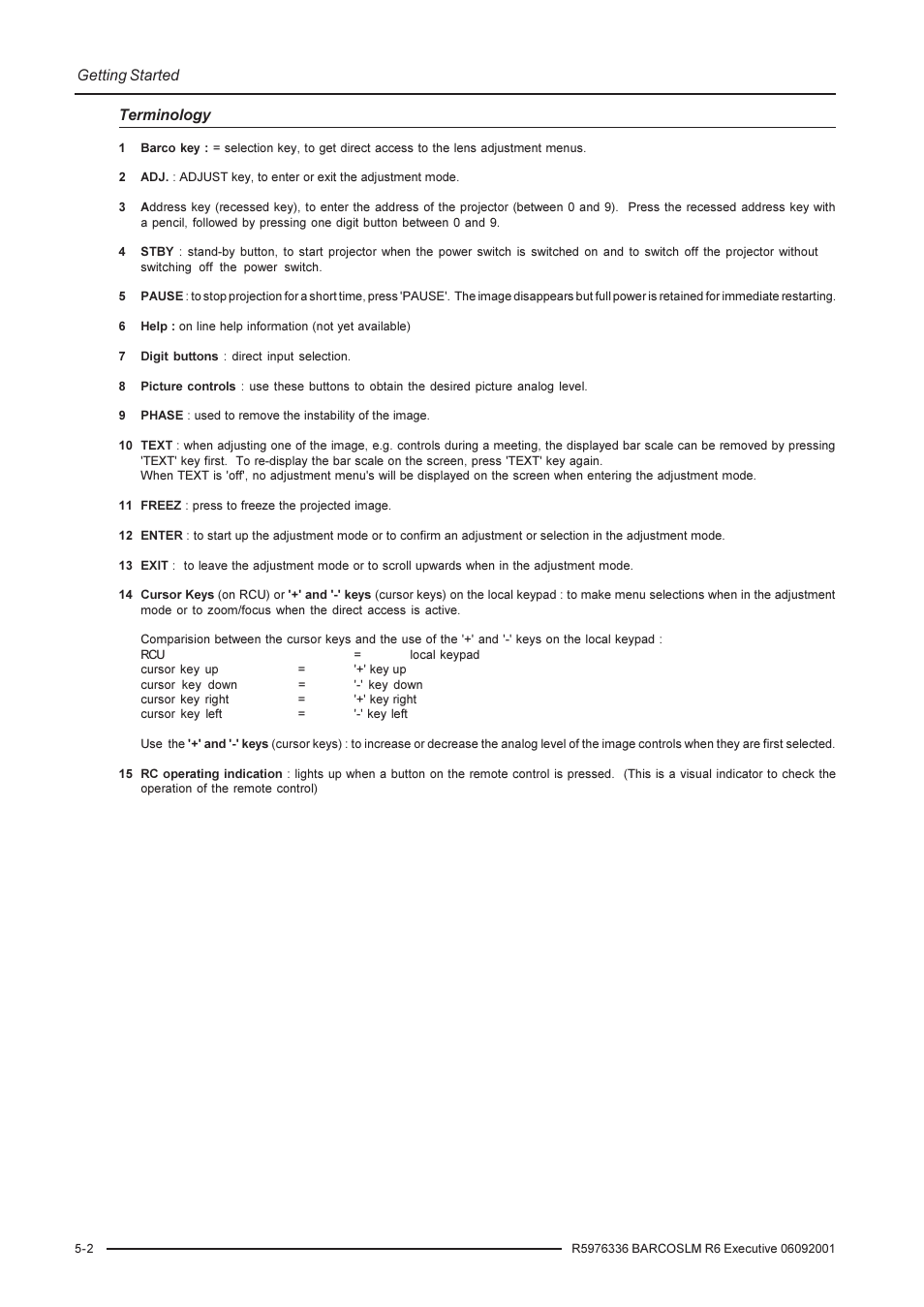 Getting started, Terminology | Barco R9002790 User Manual | Page 31 / 83