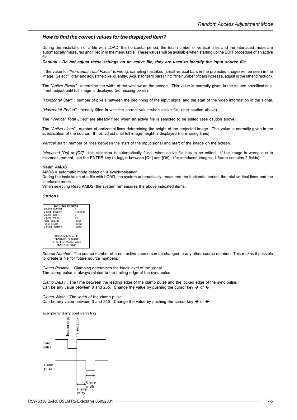 Random access adjustment mode | Barco R9002790 User Manual | Page 46 / 83