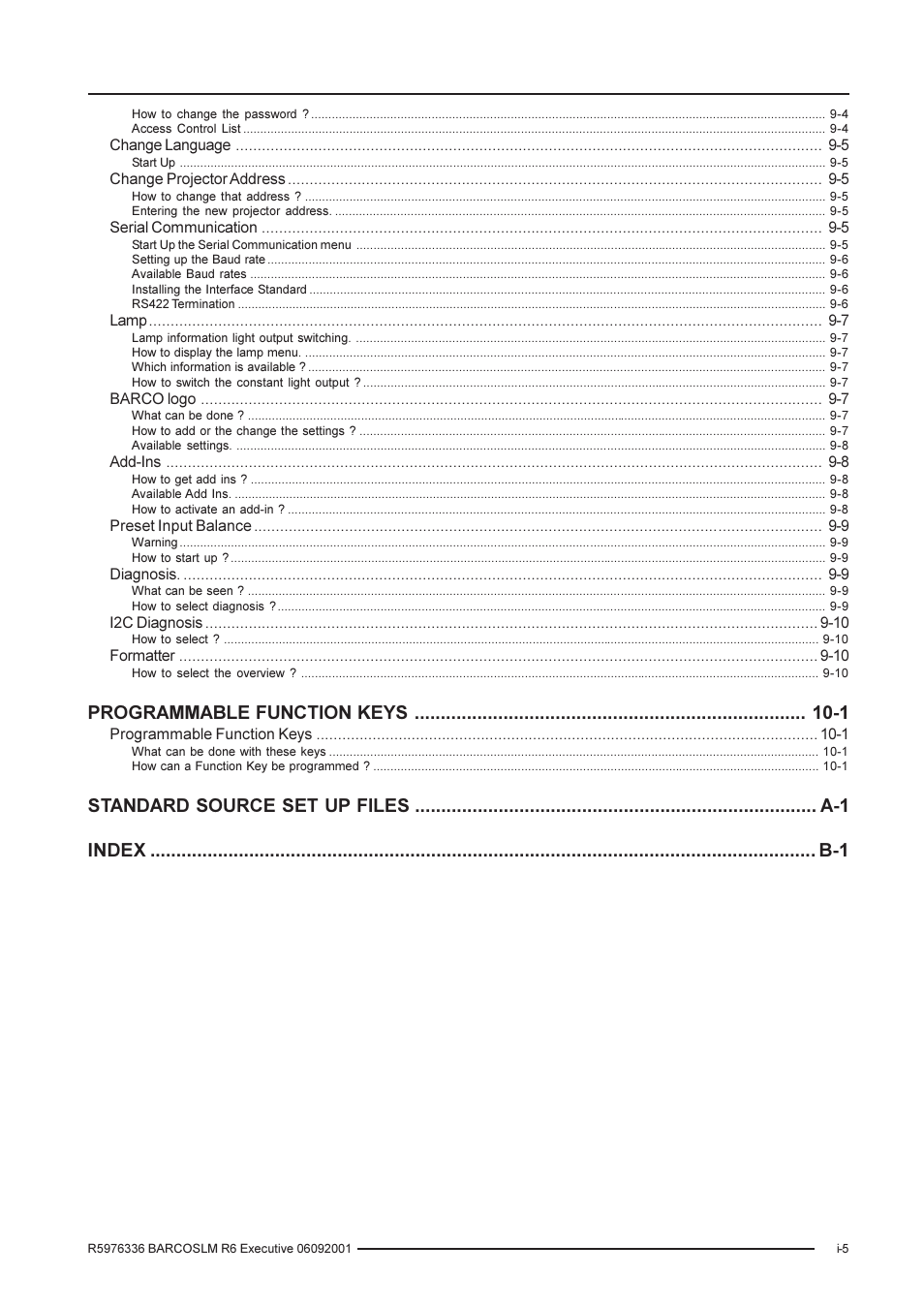 Programmable function keys -1 | Barco R9002790 User Manual | Page 7 / 83