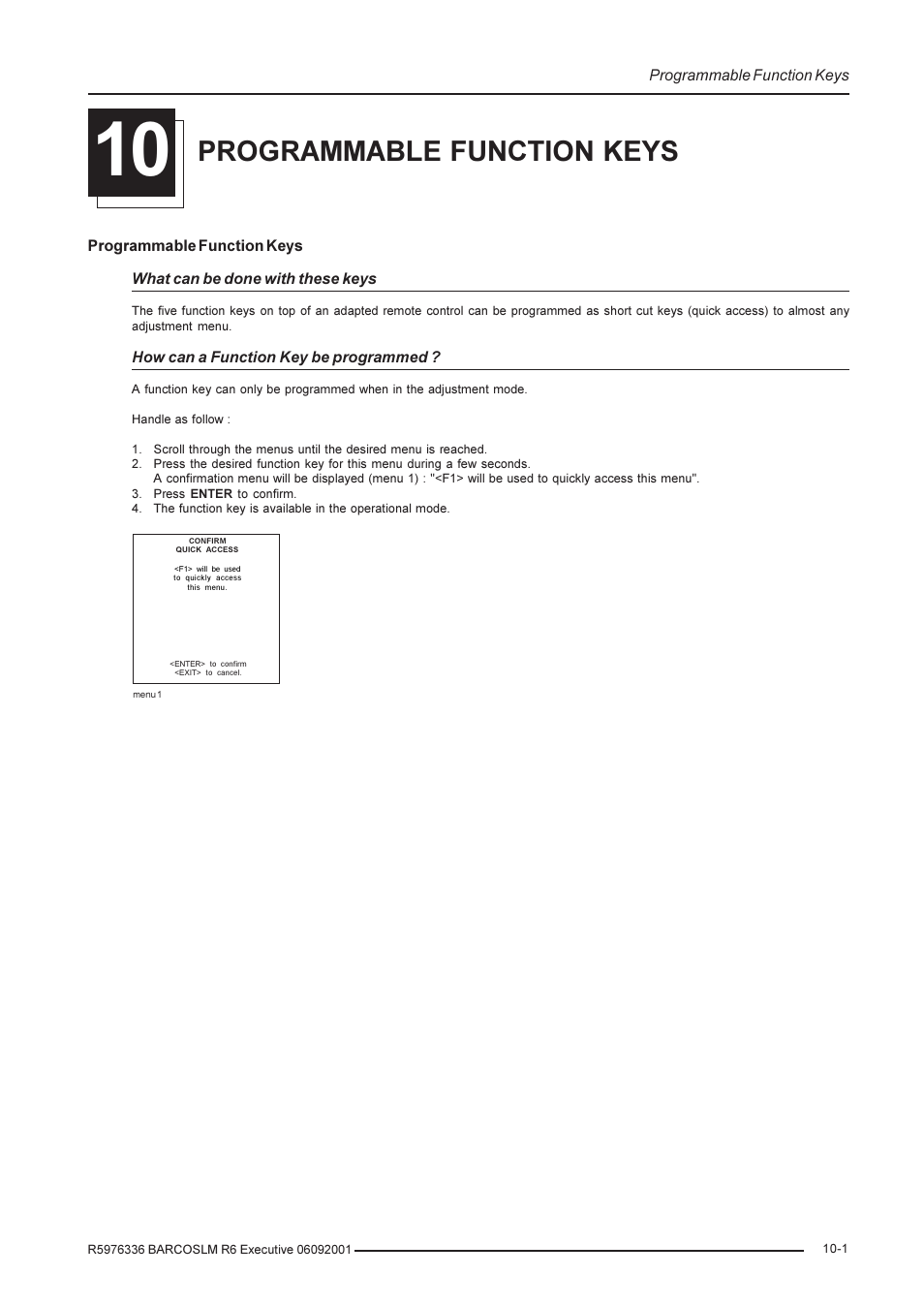 Programmable function keys | Barco R9002790 User Manual | Page 78 / 83