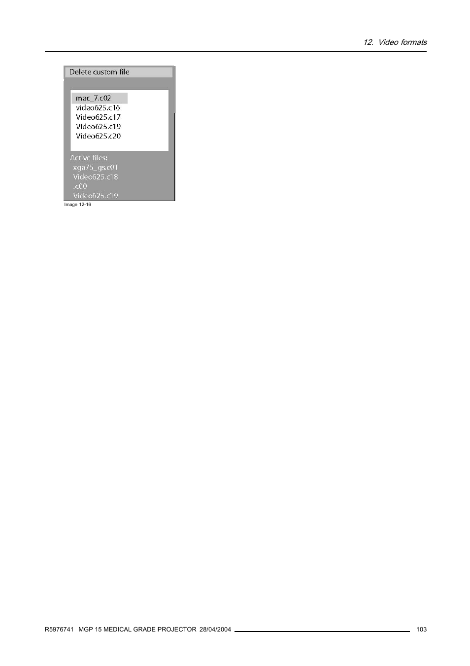 Video formats | Barco R9003110 User Manual | Page 107 / 134