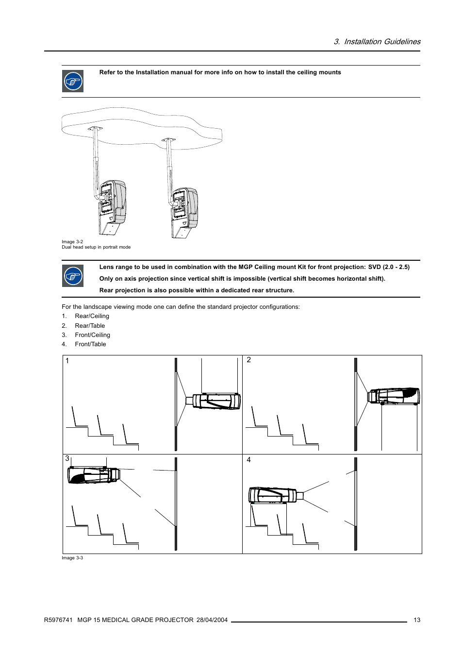 Installation guidelines | Barco R9003110 User Manual | Page 17 / 134