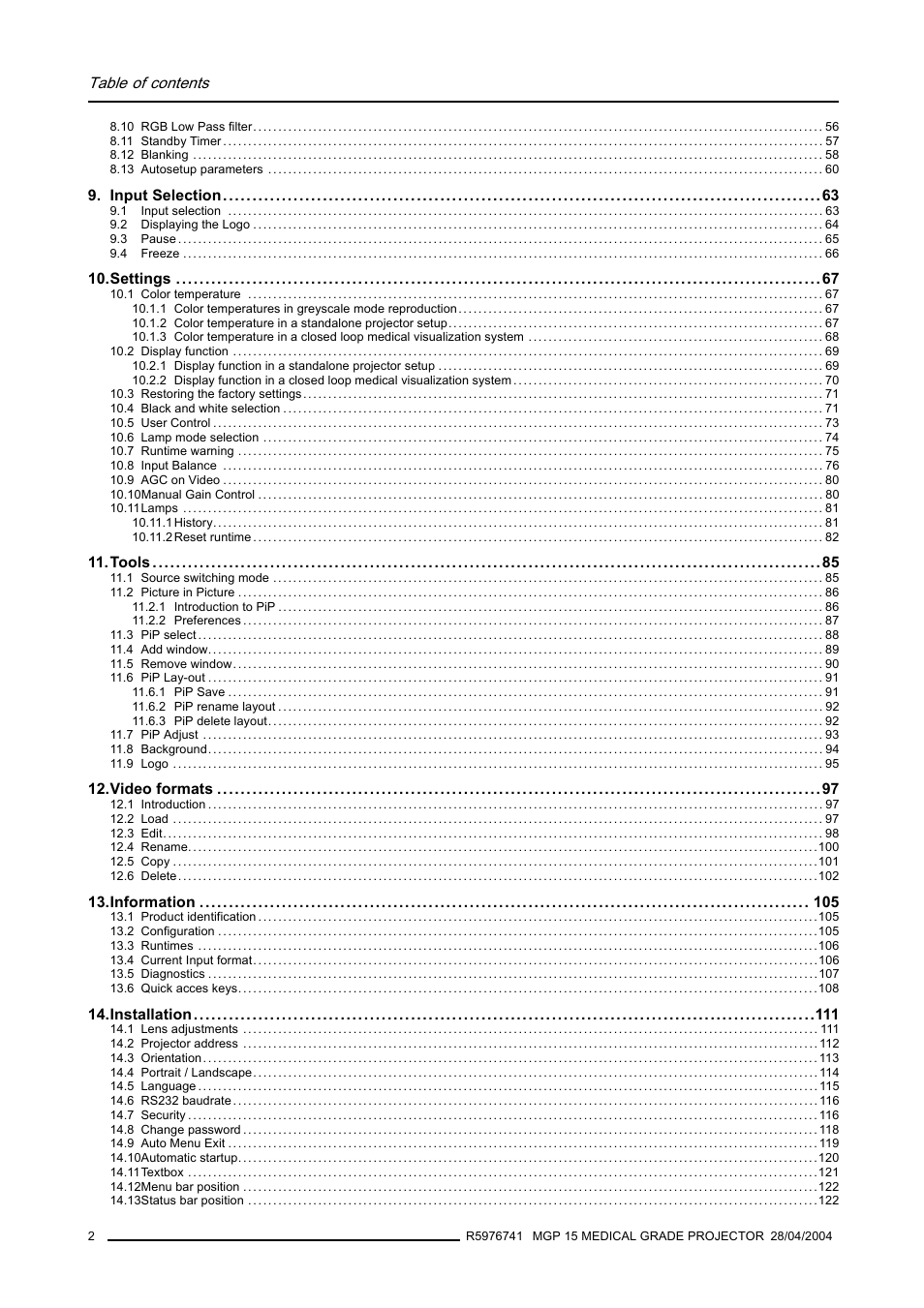 Barco R9003110 User Manual | Page 6 / 134