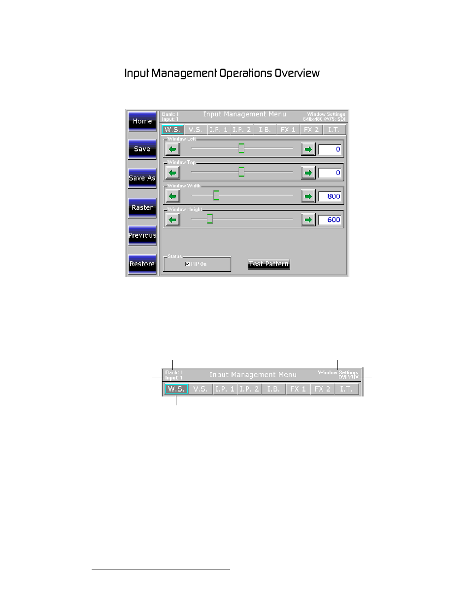 Input management operations overview, Fåéìí=j~е~цйгйен=lééê~нбзел=lîéêîáéï, Operation | Barco DX-700 User Manual | Page 108 / 230