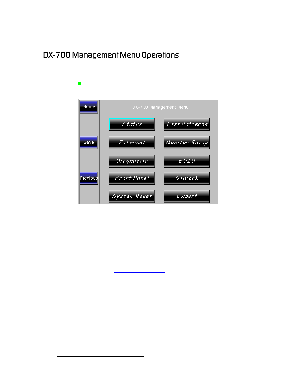 Dx-700 management menu operations, Aujtmm=j~е~цйгйен=jéåì=lééê~нбзел | Barco DX-700 User Manual | Page 136 / 230