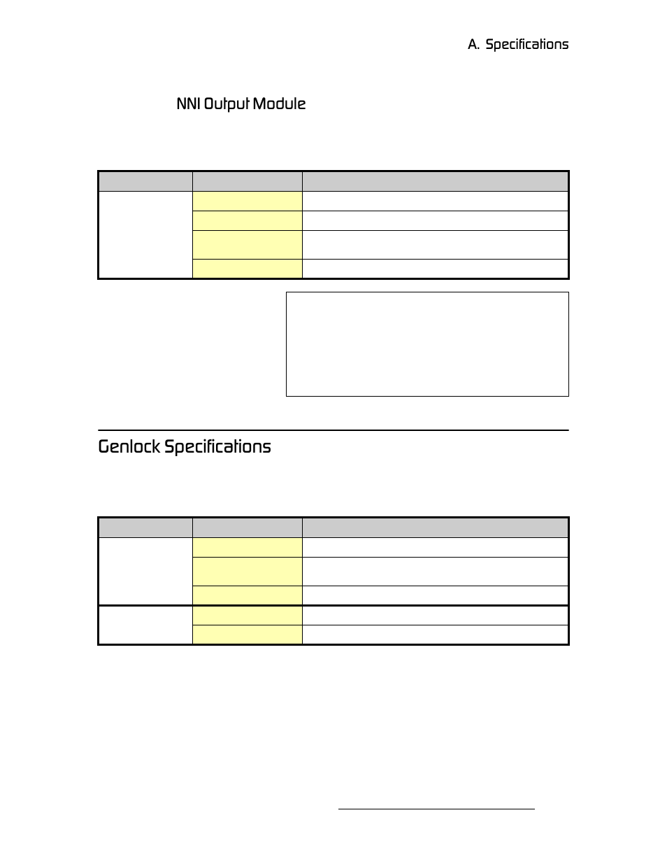 Nni output module, Genlock specifications, Déåäçåâ=pééåáñáå~нбзел | Kkf=lìíéìí=jççìäé, K==pééåáñáå~нбзел | Barco DX-700 User Manual | Page 175 / 230