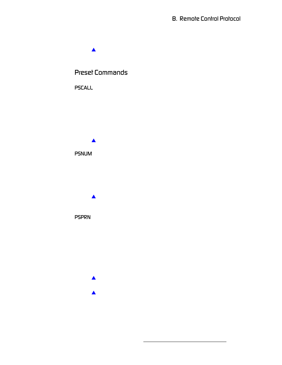 Preset commands, Pscall, Psnum | Psprn, Pscall psnum psprn, Mêéëéí=`згг~езл, K==oéãçíé=`зенкзд=mêçíçåçä, Mp`^ii, Mpkrj, Mpmok | Barco DX-700 User Manual | Page 199 / 230