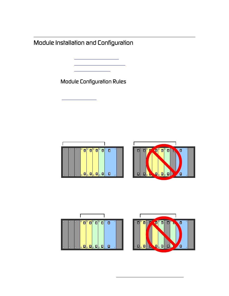 Module installation and configuration, Module configuration rules, Jççìäé=fåëí~дд~нбзе=~ез=`зесбцмк~нбзе | Jççìäé=`зесбцмк~нбзе=oìäéë, Hardware orientation | Barco DX-700 User Manual | Page 55 / 230