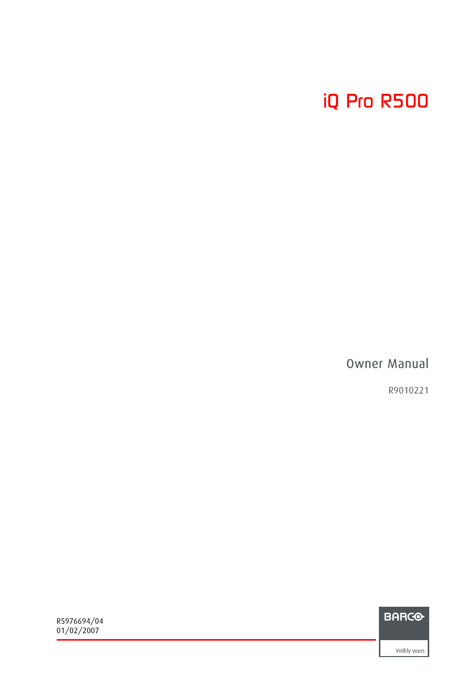 Barco R500 User Manual | 195 pages