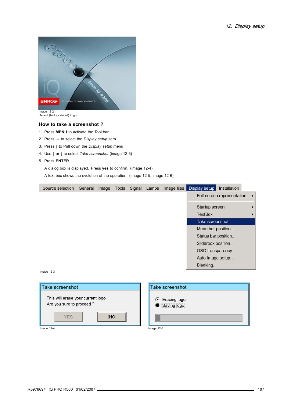 Display setup | Barco R500 User Manual | Page 113 / 195