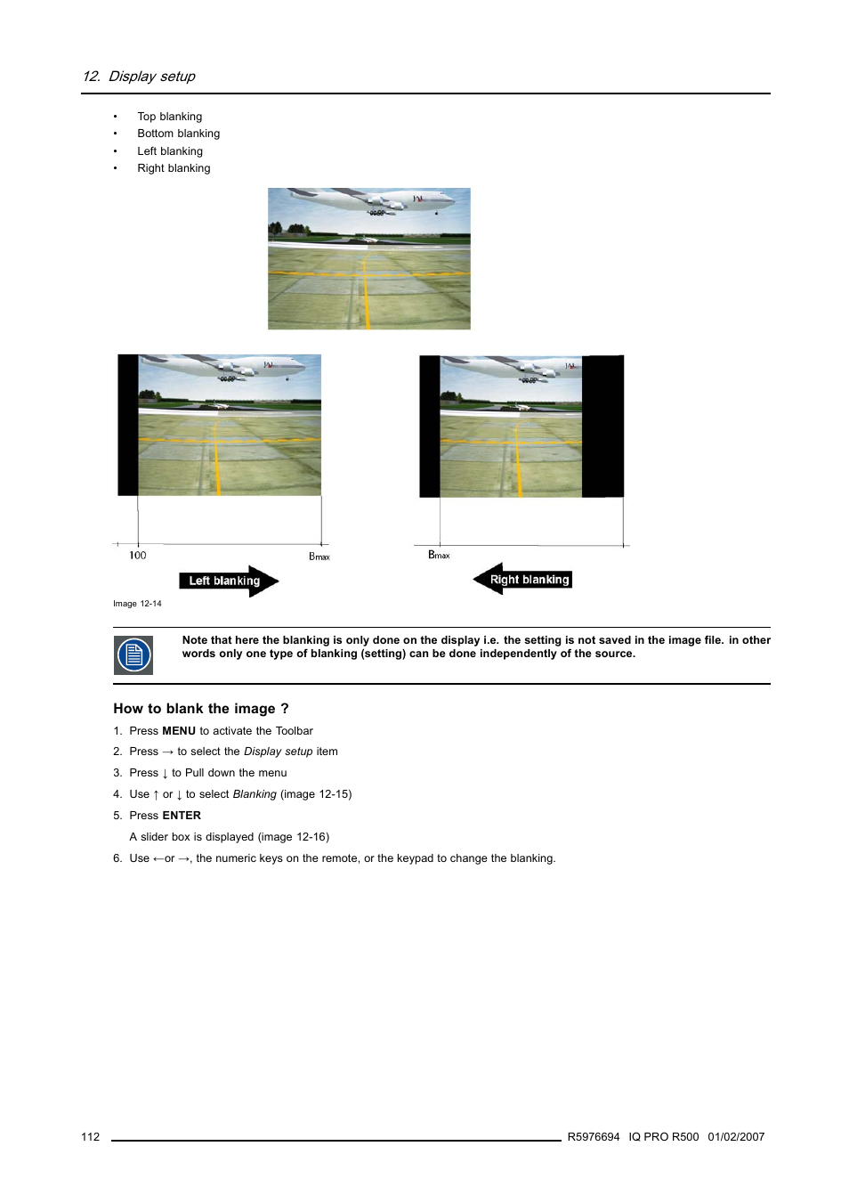 Display setup | Barco R500 User Manual | Page 118 / 195