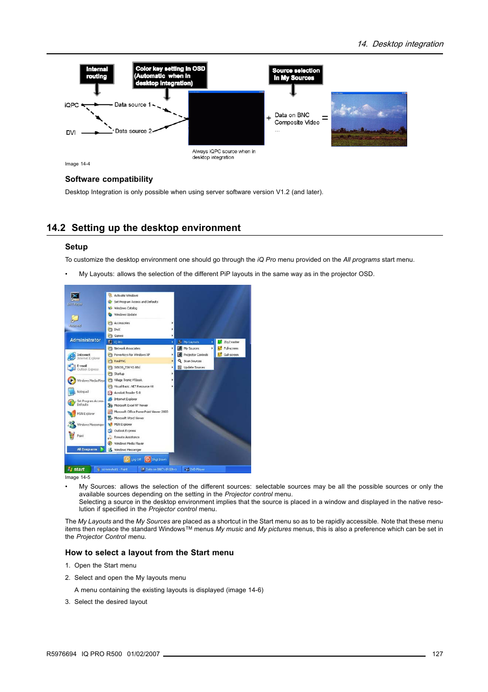 2 setting up the desktop environment, Desktop integration | Barco R500 User Manual | Page 133 / 195