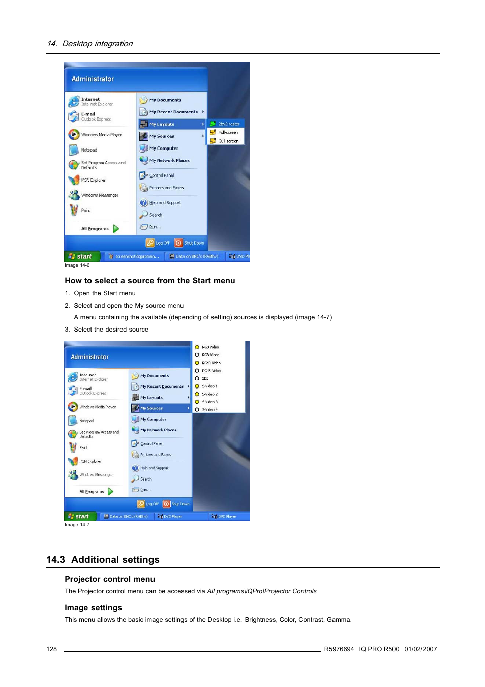 3 additional settings | Barco R500 User Manual | Page 134 / 195