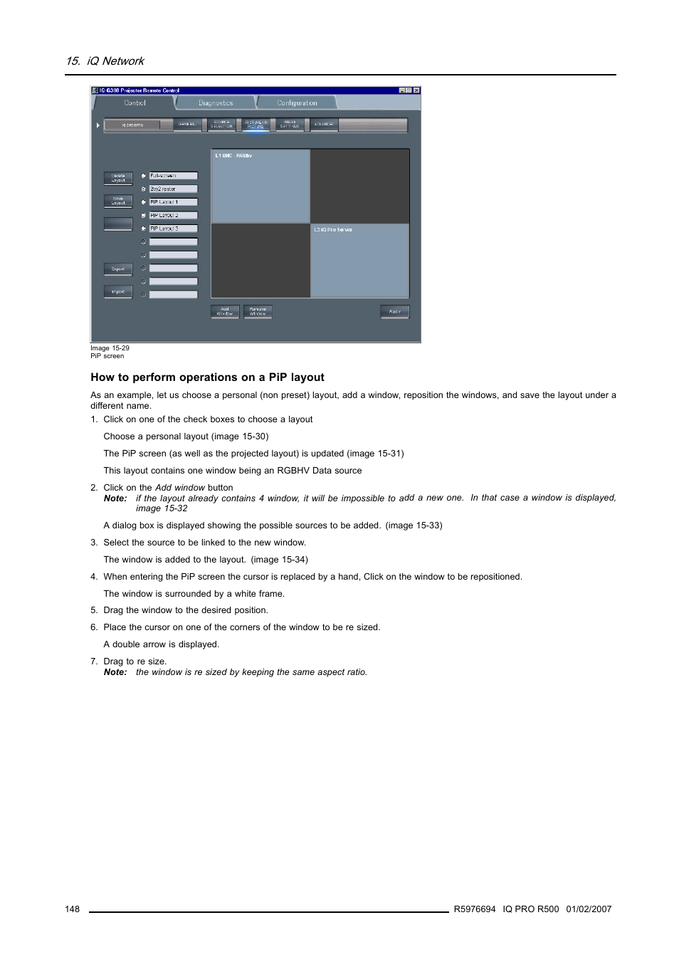 Iq network | Barco R500 User Manual | Page 154 / 195
