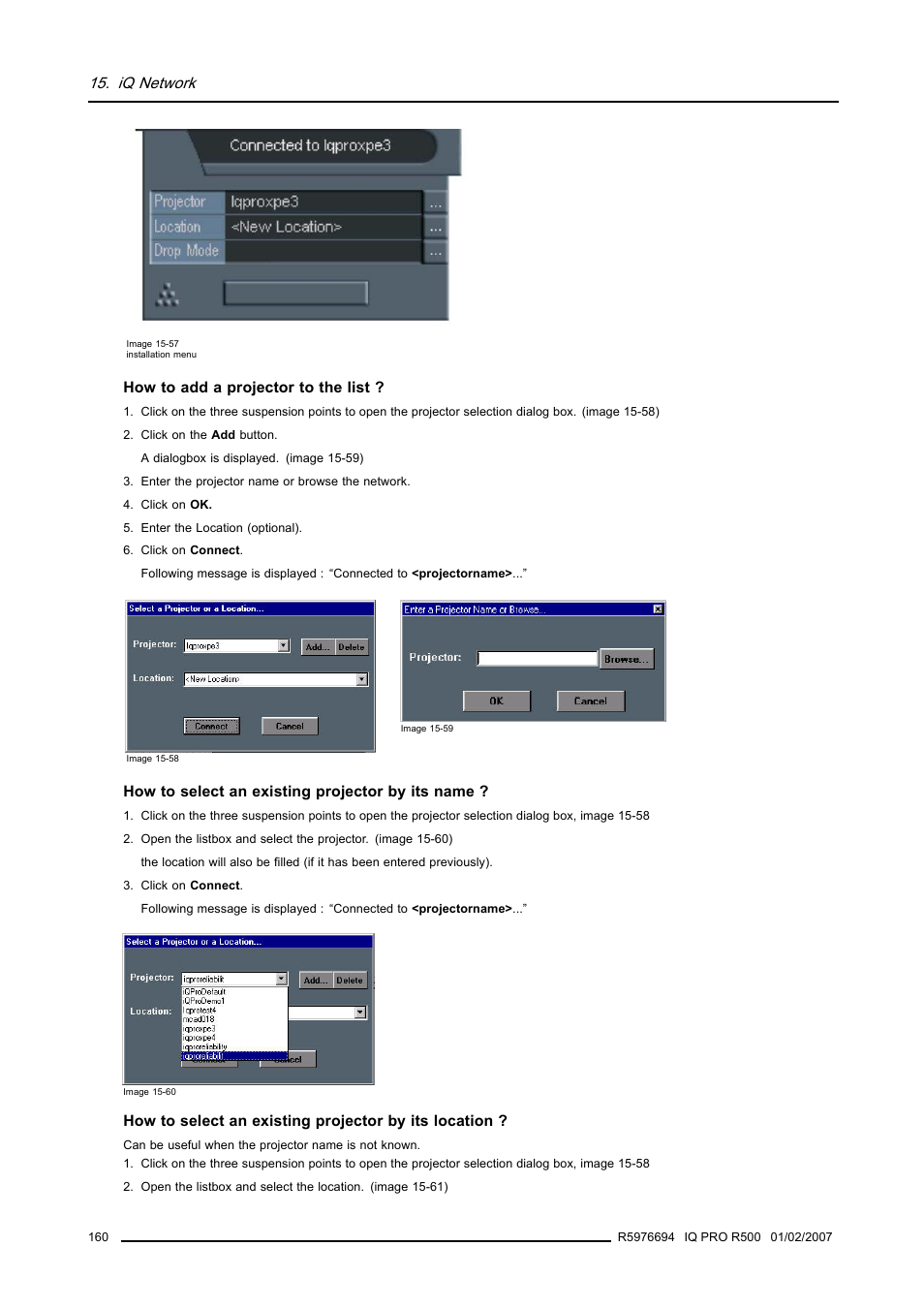 Iq network | Barco R500 User Manual | Page 166 / 195