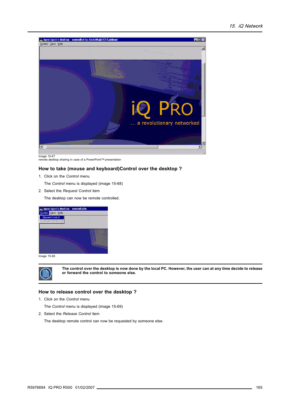 Iq network | Barco R500 User Manual | Page 171 / 195