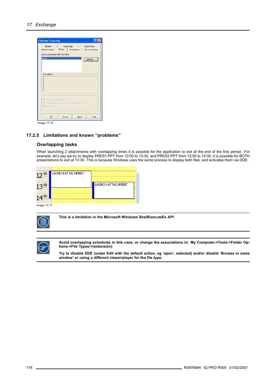 5 limitations and known “problems, Exchange | Barco R500 User Manual | Page 184 / 195