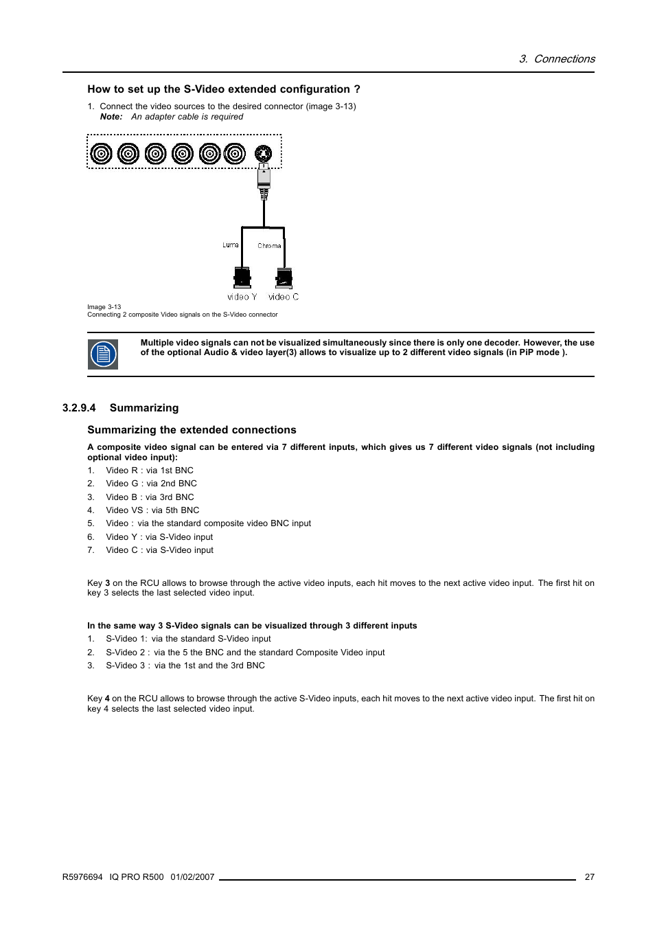 4 summarizing, Summarizing, Connections | Barco R500 User Manual | Page 33 / 195