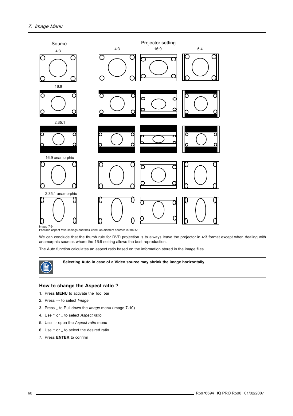 Image menu | Barco R500 User Manual | Page 66 / 195