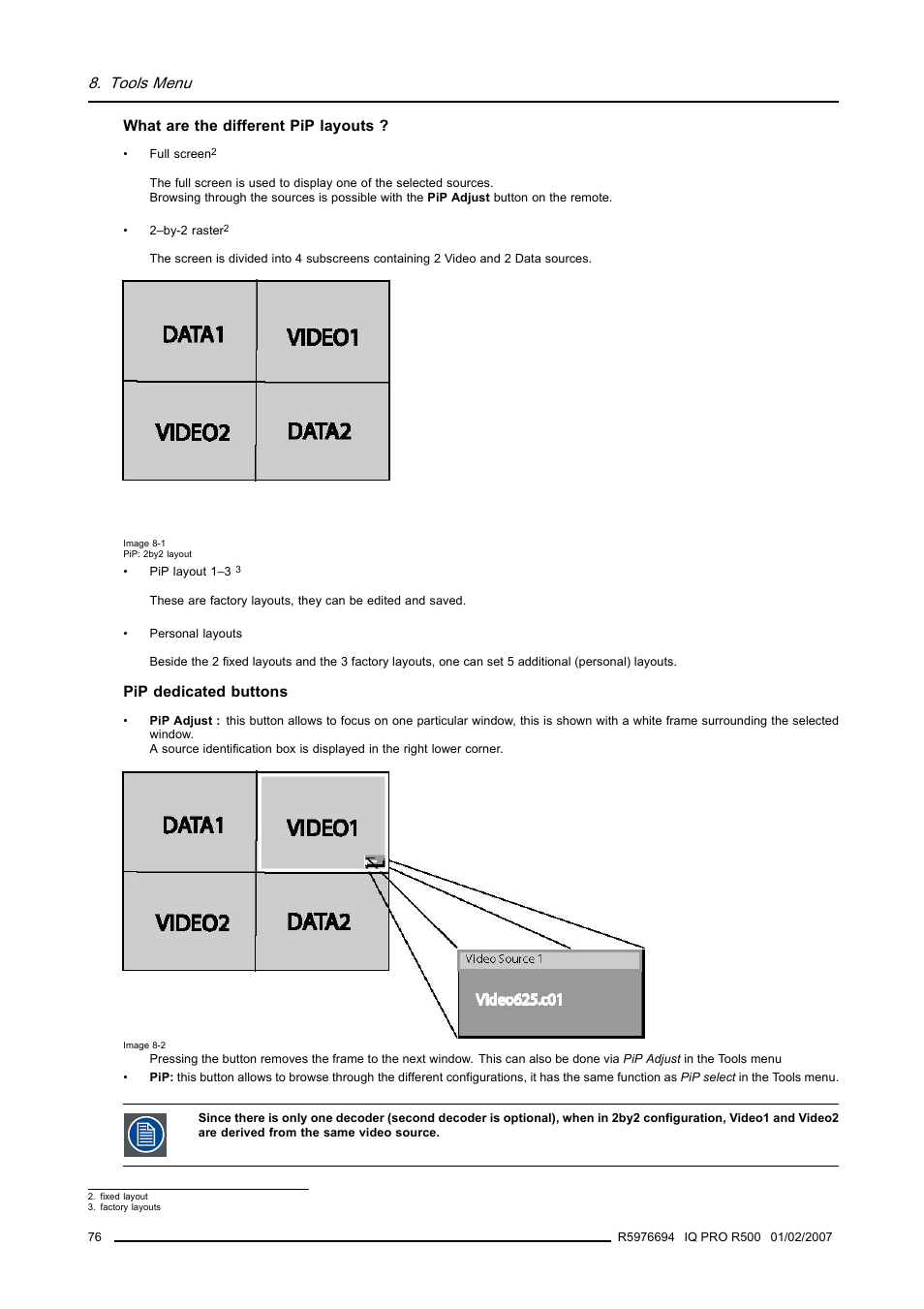 Tools menu | Barco R500 User Manual | Page 82 / 195