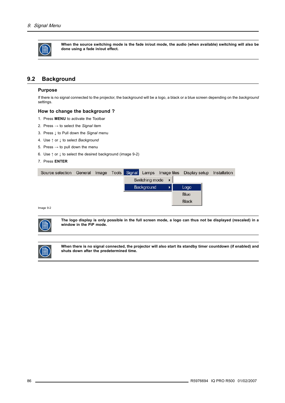 2 background, Background | Barco R500 User Manual | Page 92 / 195