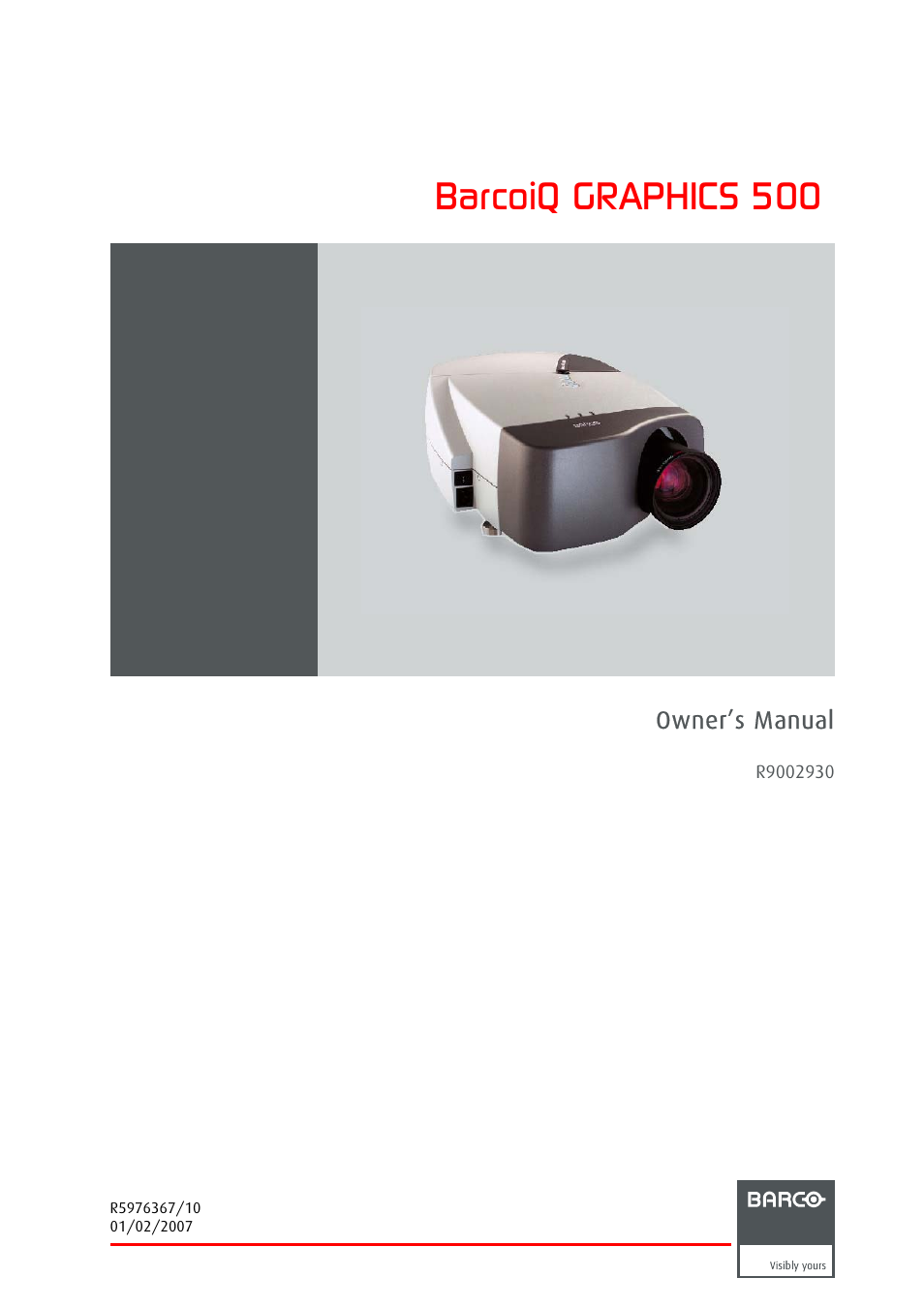 Barco GRAPHICS 500 R9002930 User Manual | 143 pages