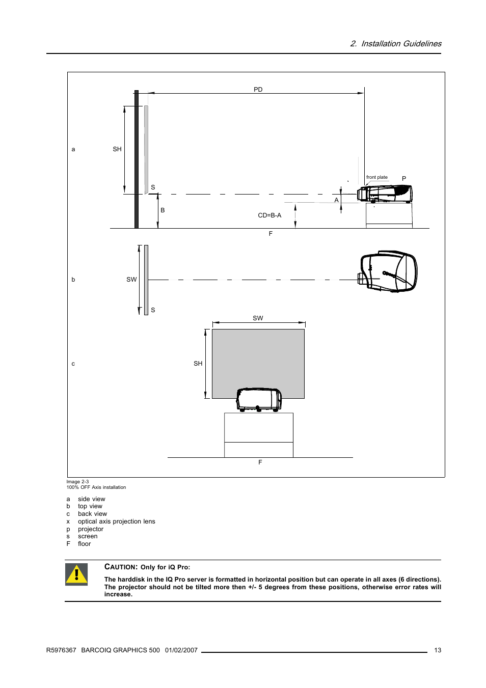 Installation guidelines | Barco GRAPHICS 500 R9002930 User Manual | Page 17 / 143