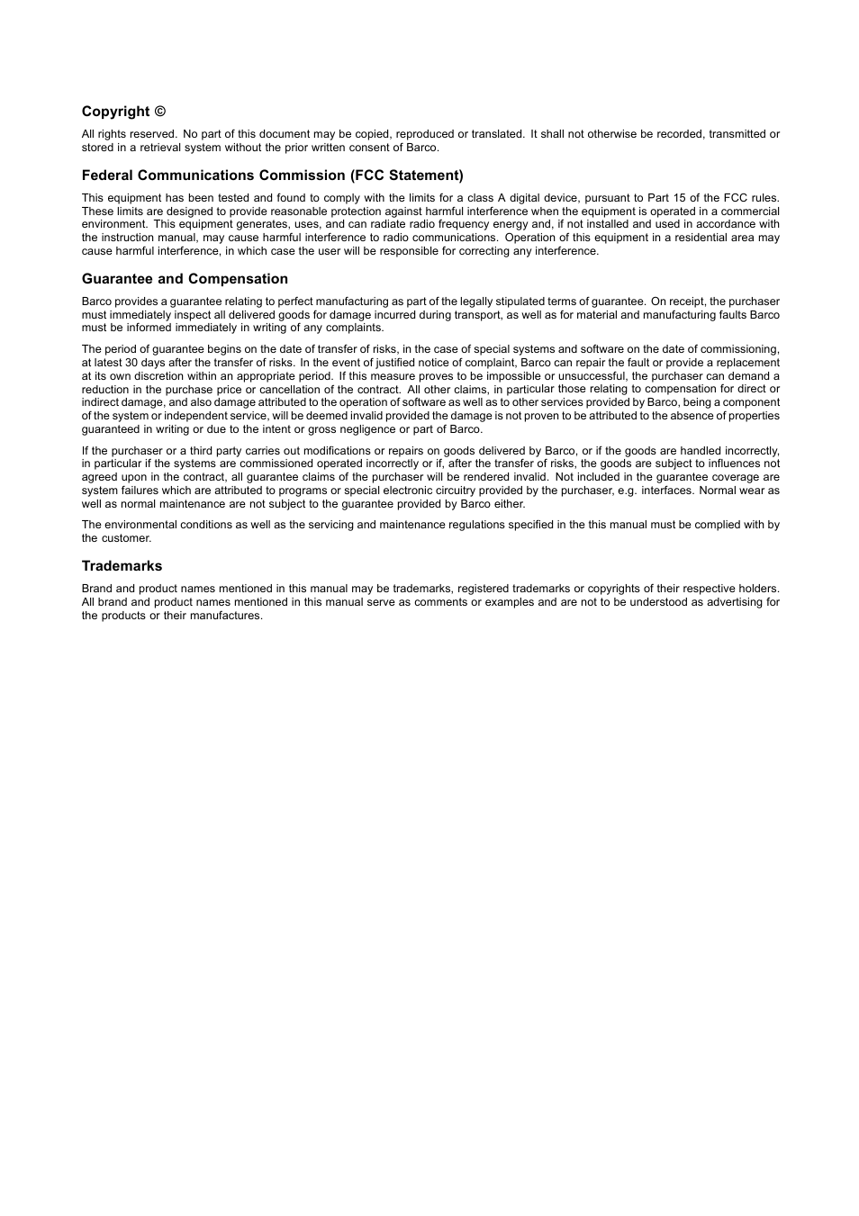 Barco GRAPHICS 500 R9002930 User Manual | Page 3 / 143
