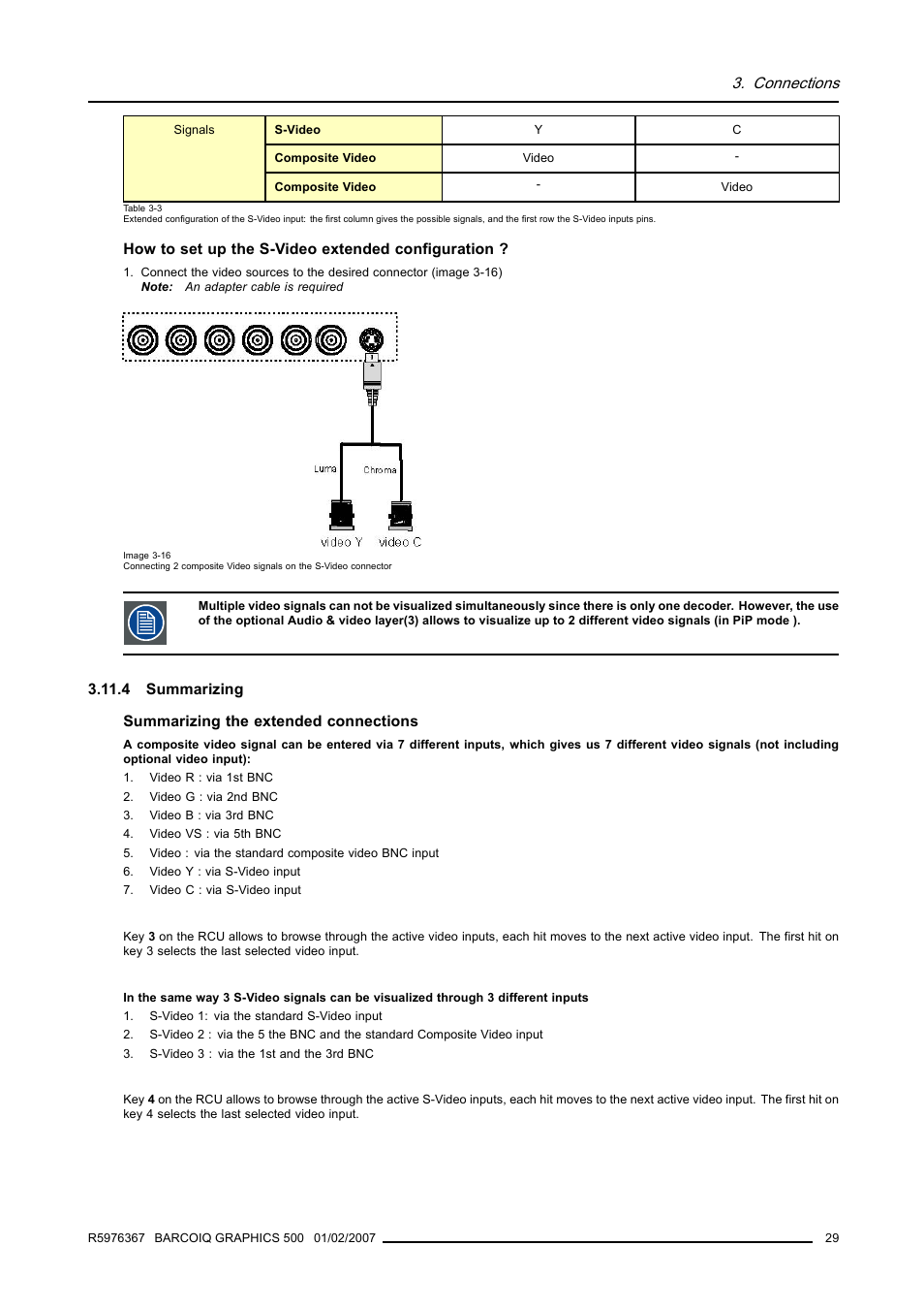 4 summarizing, Summarizing, Connections | Barco GRAPHICS 500 R9002930 User Manual | Page 33 / 143