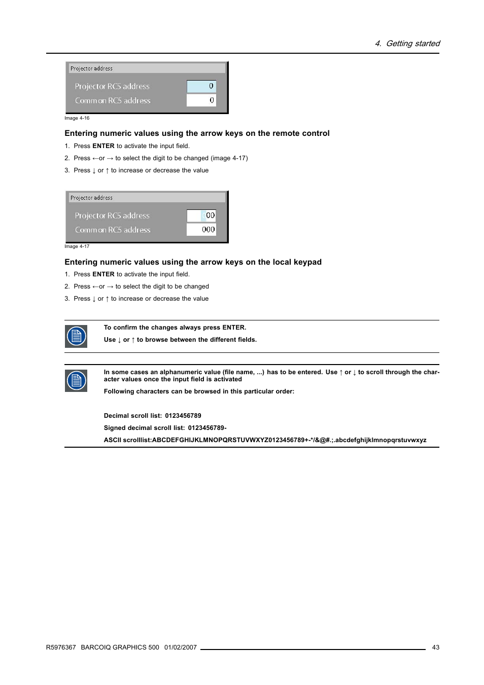 Getting started | Barco GRAPHICS 500 R9002930 User Manual | Page 47 / 143
