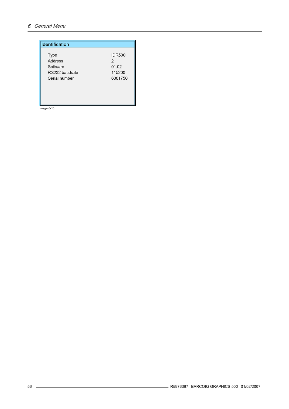 General menu | Barco GRAPHICS 500 R9002930 User Manual | Page 60 / 143