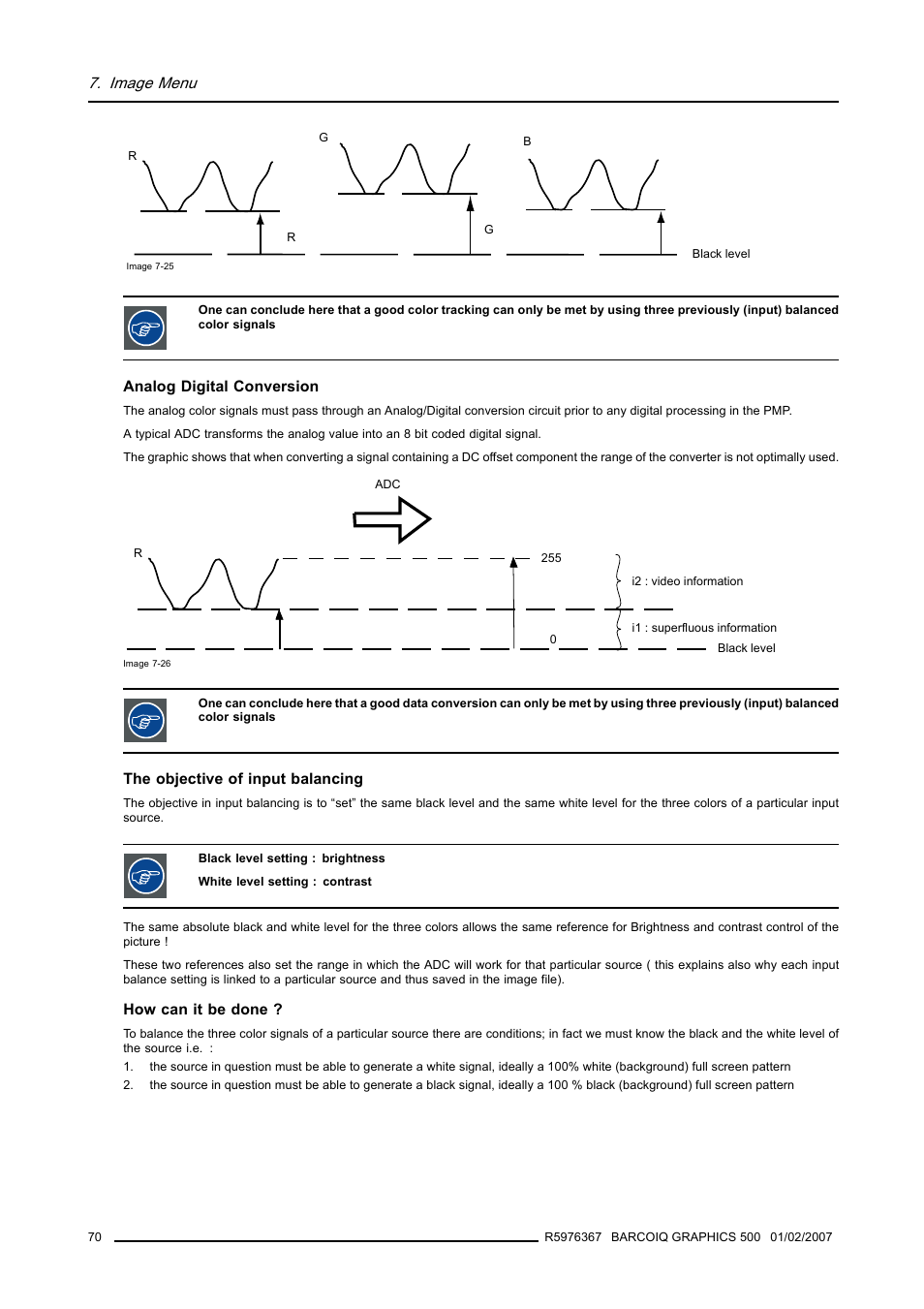 Image menu | Barco GRAPHICS 500 R9002930 User Manual | Page 74 / 143