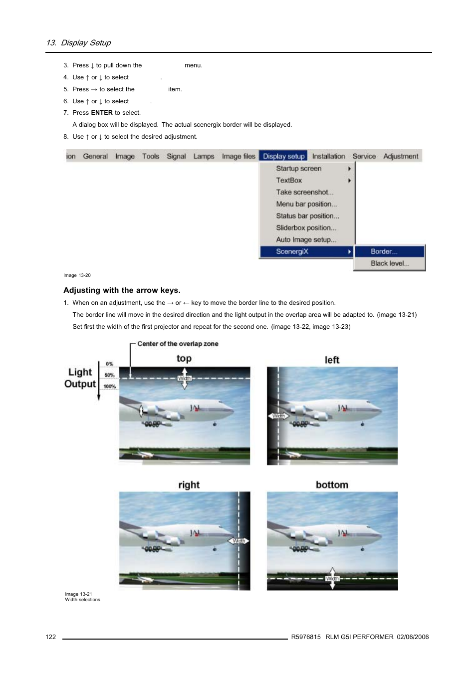Display setup | Barco RLM G5I PERFORMER R9010320 User Manual | Page 124 / 150